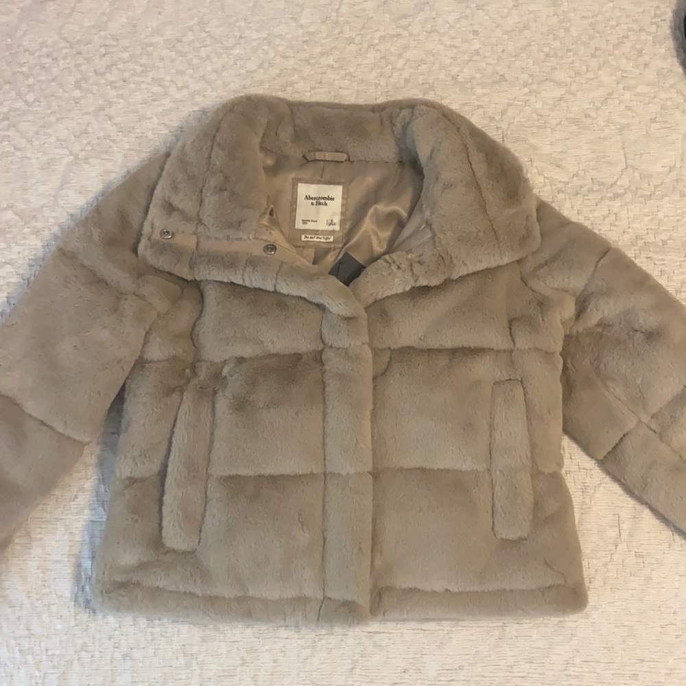 A&F Fur Mini Puffer Jacket